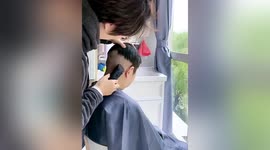 Funny husband and wife duo show haircut gone very baldly