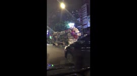 The motorbike was discovered while towing a heavily overloaded three-wheeler in Vietnam