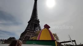 Eggsactly what Paris needed: A giant Easter egg next to Eiffel Tower