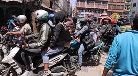 Traffic Chaos Kathmandu Nepal pollution travel motorbikes cars