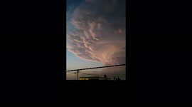 Supercell with lightning strikes Monterrey, Mexico