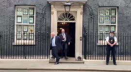 Boris Johnson leaves Downing Street to make statement on partygate