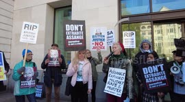 Lisa Longstaff speaks for of Women Against Rape, PROTEST against the Rubber-Stambing of Julian Assange's US Extradition!