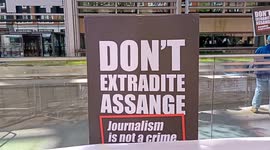 Julian Assange supporters protest at Priti Patel's Home Office to stop extradition
