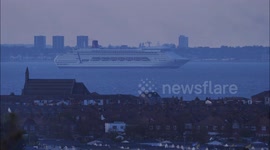 Ambassador Cruises' new ship Ambience departs Thames on maiden voyage off Kent, UK