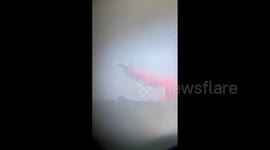 US: Cooks Peak Fire – Firefighting Plane Performs Fire Retardant Drop In Ocate, NM