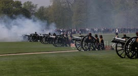 Gun salute in London's Hyde Park to mark Queen Elizabeth II's 96th birthday