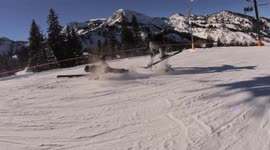 Showing off on snow: Skier slams into others in trick-gone-wrong, while another slams into the pavement