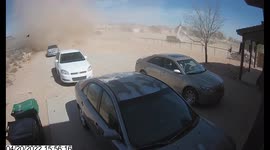 Strong wind blows away carport in Albuquerque, New Mexico