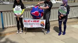 PETA activists ‘barbecue Earth’ on Earth Day, London, UK