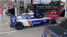F1 like sports car pops into Tescos for petrol