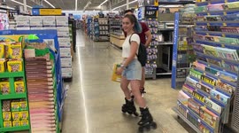 Rolling Skating in Miami Beach Walmart - of course!!!