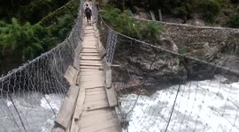 Scary and old Suspension bridge crossing