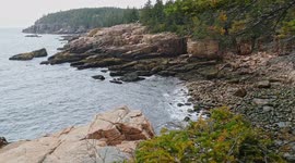 Atlantic Ocean coastline in Acadia National Park during autumn season