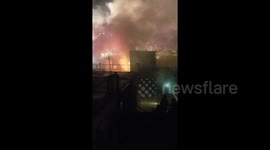 Fire fighters tackle Brooklyn blaze in New York