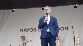 Speakers Mayor of London, Sadiq Khan attends London’s St George’s Day celebrations in Trafalgar Square, London, UK