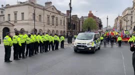 Sudden stand-off between police and Kurdish protesters in London's Whitehall