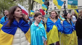 Ukrainian demonstration - All together we will win outside Downing street, London, UK