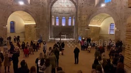 Extraordinary church service held as pilgrims gathered to pray inside a 1600-year-old Roman monument in Greece