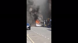 Man injured after bus bursts into flames in Glasgow, Scotland, UK