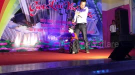 Incredible puppetry! Man performed controls the puppets that dance to the music in Vietnam