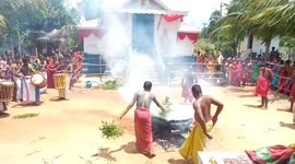 'Possessed' man sprinkles boiling milk on his bare body in South India