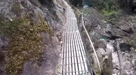 Breath taking and thrilling Cantilever Bridge crossing Nepal
