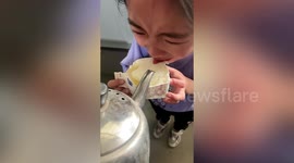 Chinese mom frees daughter’s tongue from being stuck to ice-cream