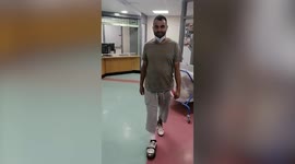 Heartwarming moment man takes first unaided steps since plunging 200ft from UK beauty spot