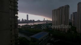 Strong storms blow over Covid-19 shelter leaving three medical workers injured in Shanghai