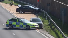 23 year old women arrested after M23 north of Gatwick five-car collision involving a police pursuit from Brighton