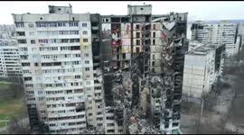 Drone footage show extensive damage from Russian shelling in Kharkiv residential suburb