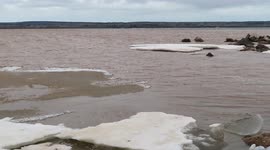 This is awesome a cool floating ice circle on Lake Superior in Ashland WI