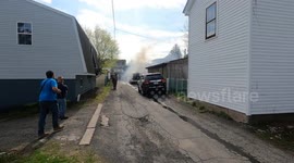 Working vehicle fire with tires exploding - Marion Heights, Pennsylvania