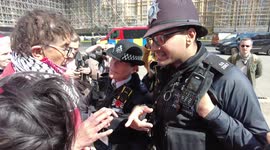 A few police threaten women protestors for using speakers or its will be confiscate against Women against rape against the Nationality & Borders Bill, London, UK