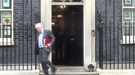 UK PM Boris Johnson leaves No. 10 ahead of Prime Minister's Questions in parliament