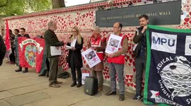 Unite Doctors staged protest at Covid Memorial Wall.