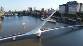 Puente de la mujer, Puerto Madero, Buenos Aires Argentina, Drone