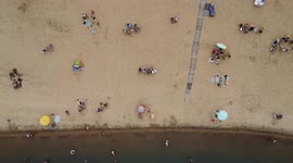 Playa y Ciudad, Concepcion del Uruguay Entre Rios Argentina. Drone.
