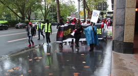 Protesters march along Elizabeth Street, Sydney against the Tigray genocide