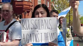 'Russian people don't support this war,' say protesters outside Russian embassy in London
