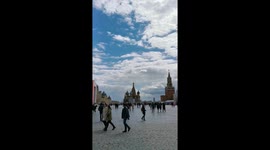 Busy red square in Moscow getting ready for 9 May military parade Russia