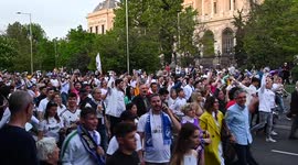 Real Madrid celebrates La Liga national football championship