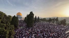 Thousands of Palestinians mark Eid al-Fitr in Jerusalem at Al Aqsa Mosque or Temple Mount