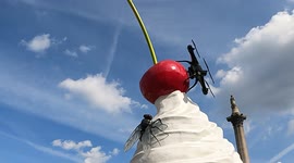 This is a short video of a giant ice cream in London Trafalgar square