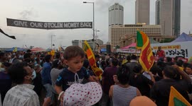 Sri Lankans protest demanding president Gotabaya Rajapaksa to resign in front of President's office amid the worst economic crisis