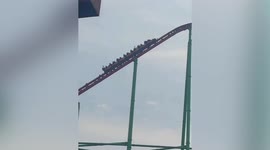Passengers left suspended in mid-air as roller coaster ride is stopped in China