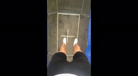 'BREATHTAKING first-person view of a gymnast performing a DOUBLE BACKFLIP on a trampoline '