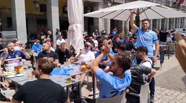 Manchester City fans gather in Spanish capital ahead of their side's Champions League clash with Real Madrid.