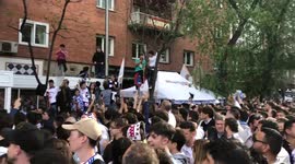 Raucous Real Madrid fans await team bus ahead of Champions League semi finals clash with Manchester City